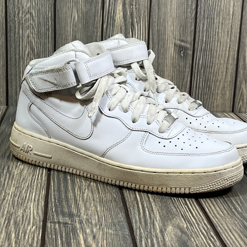 Nike Air Force 1 Mid Men Size 10 White CW2289-111 Leather Sneakers Streetwear